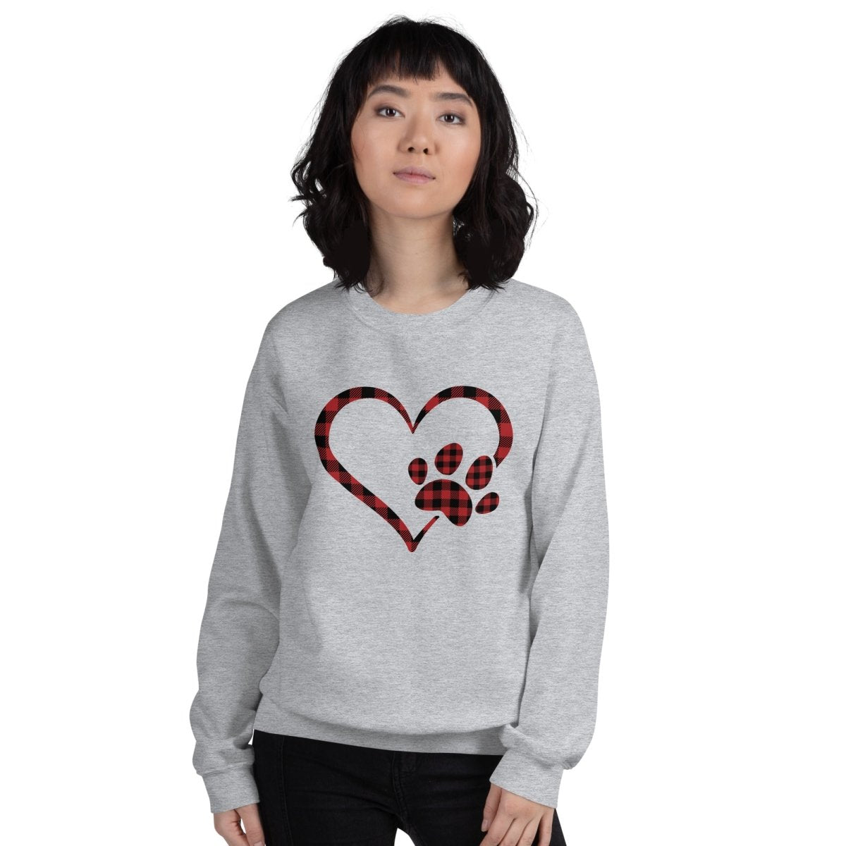 Red Plaid Heart and Paw Sweatshirt