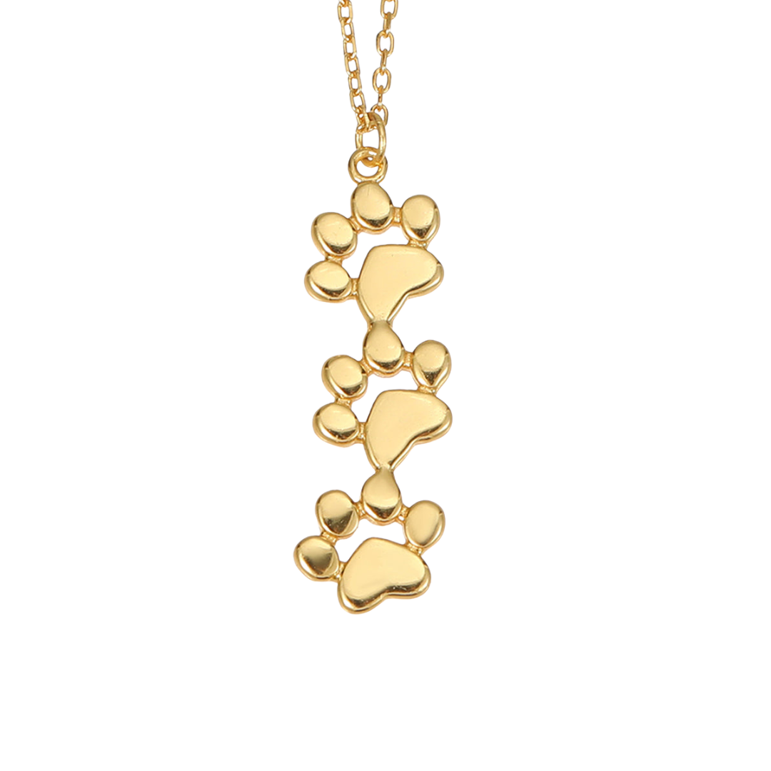 Triple Stacked Paw Necklace