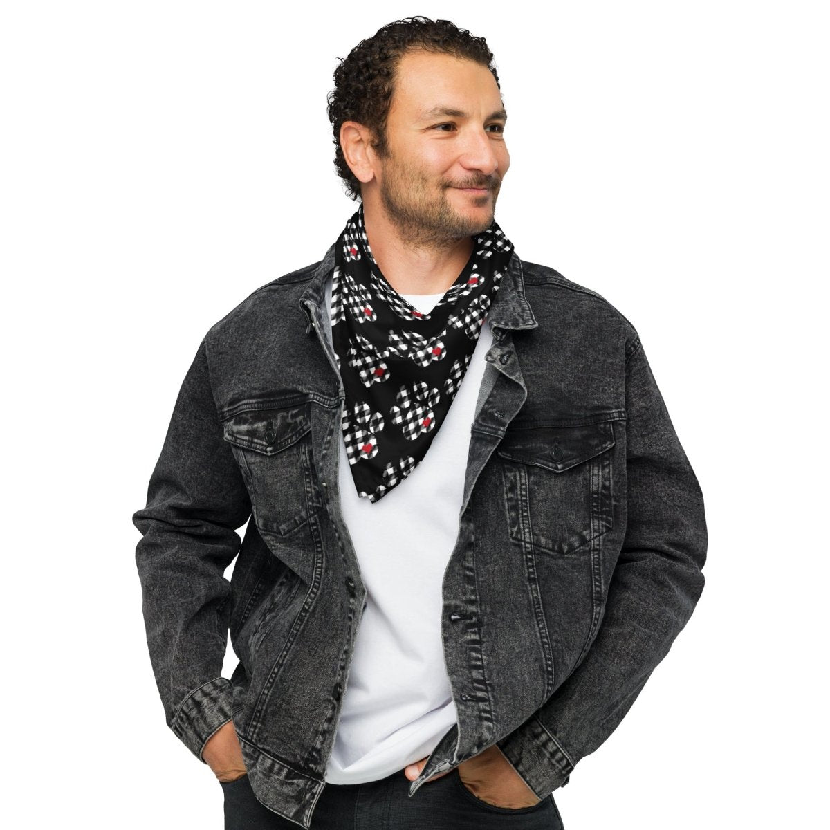 Black Buffalo Plaid Dog Paw Bandana