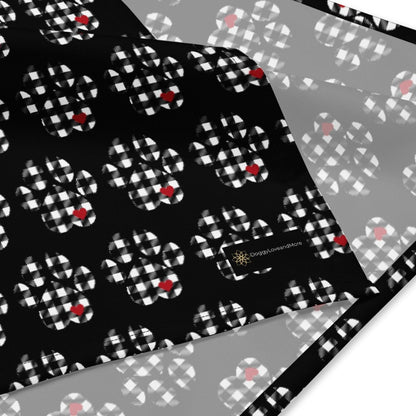 Black Buffalo Plaid Dog Paw Bandana