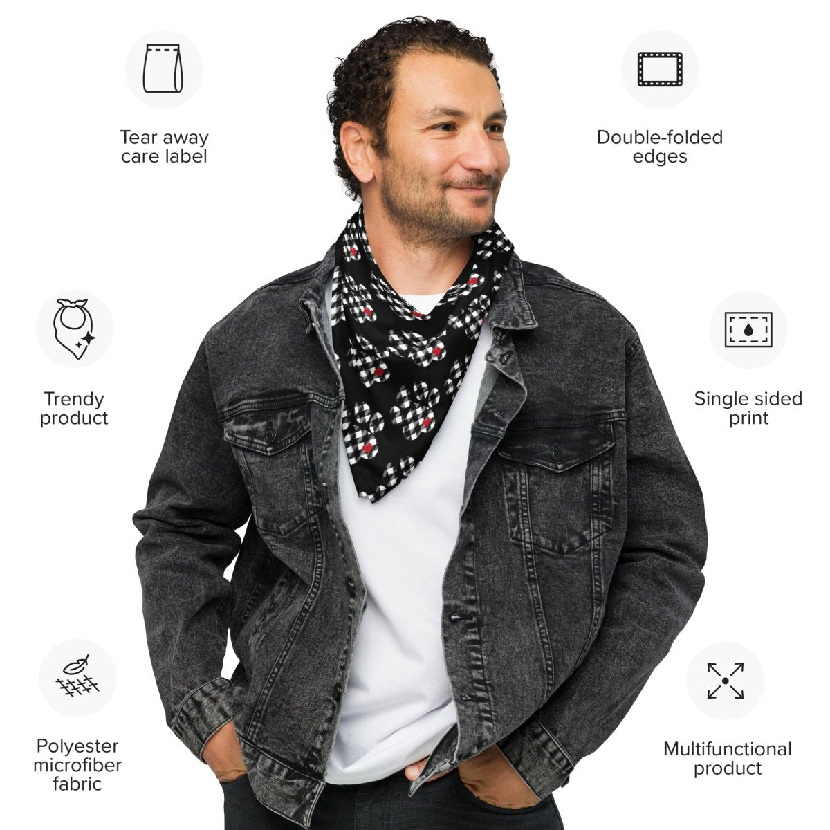 Black Buffalo Plaid Dog Paw Bandana