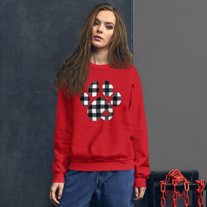 Black Plaid Dog Paw Sweatshirt
