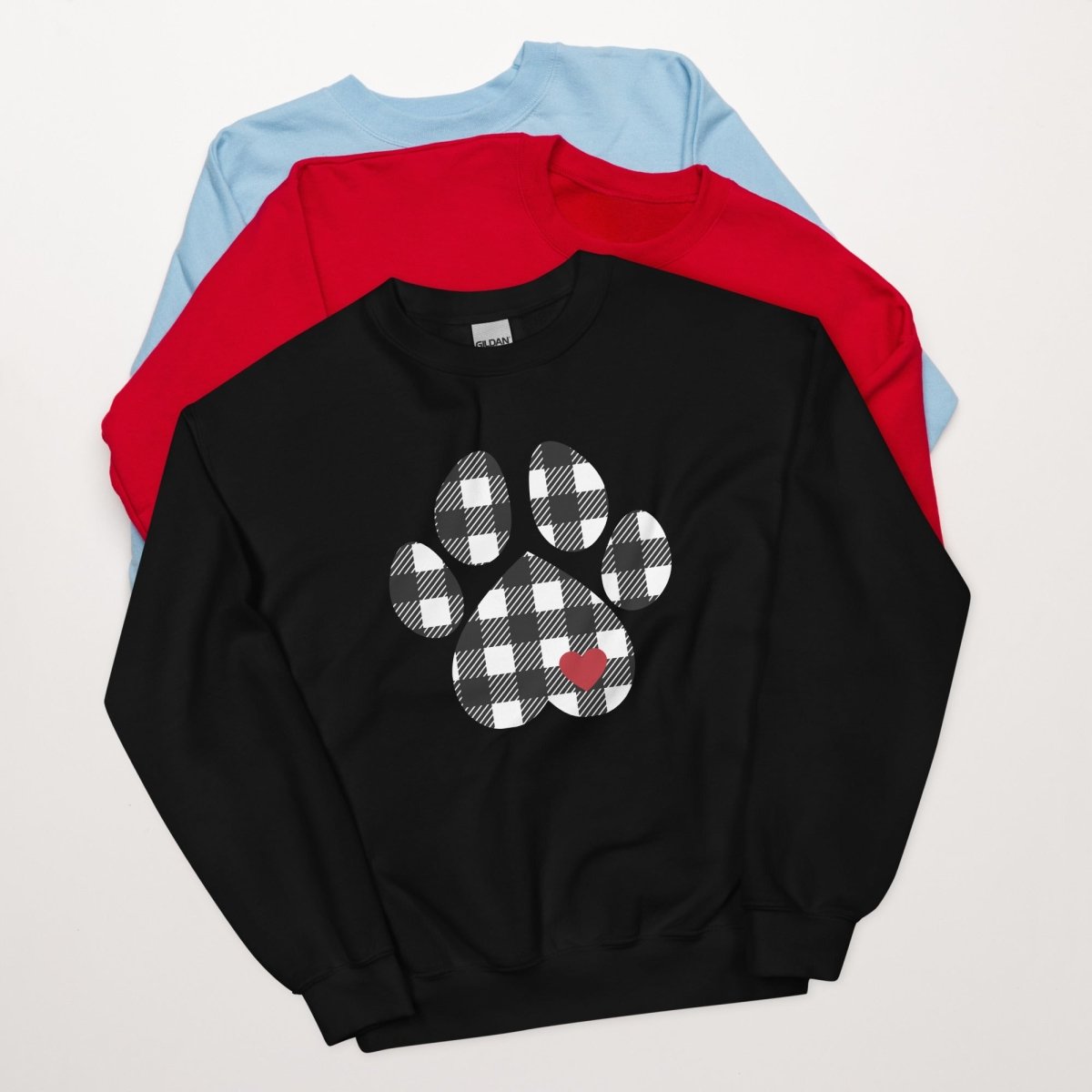 Black Plaid Dog Paw Sweatshirt