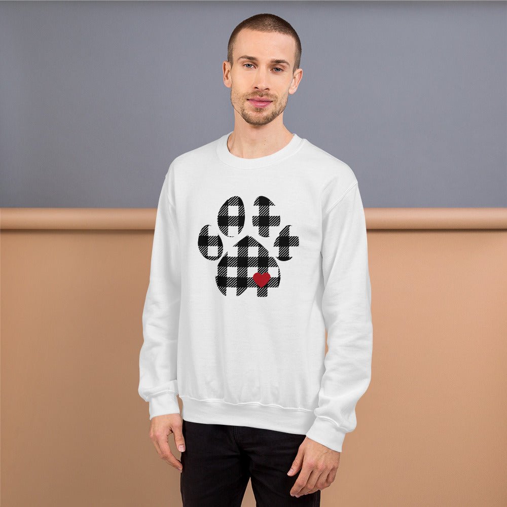 Black Plaid Dog Paw Sweatshirt