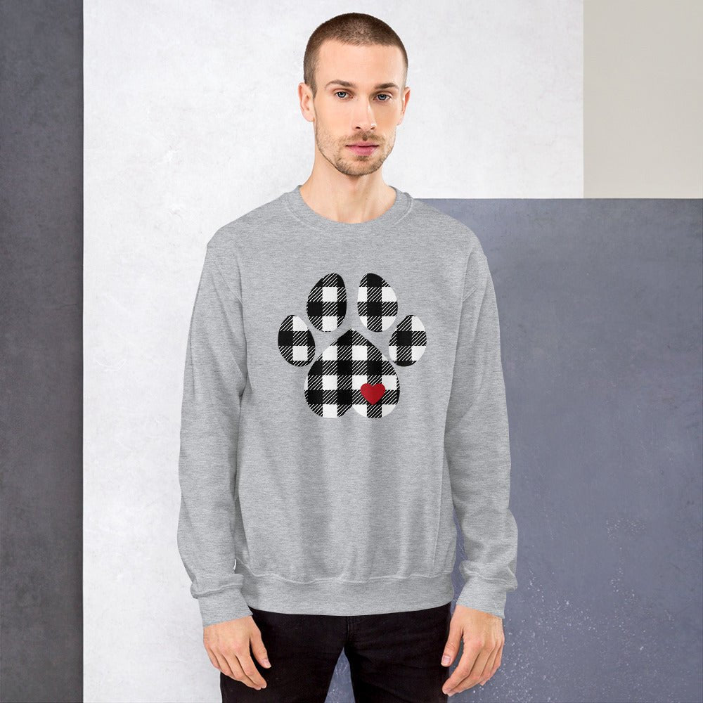 Black Plaid Dog Paw Sweatshirt