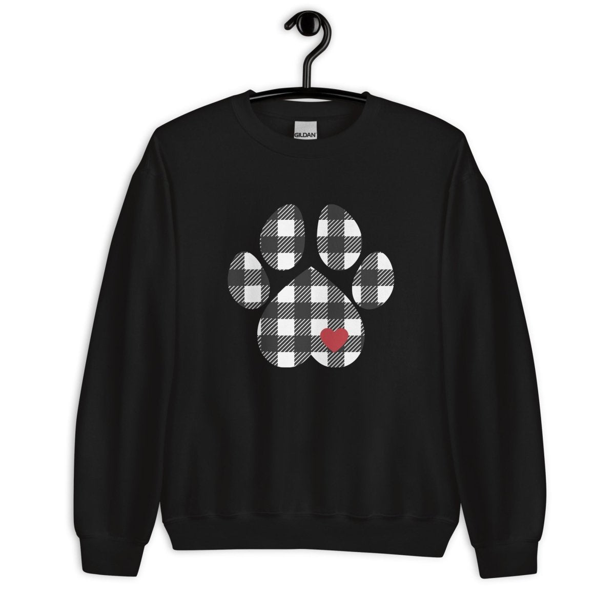 Black Plaid Dog Paw Sweatshirt
