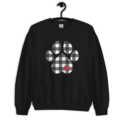 Black Plaid Dog Paw Sweatshirt