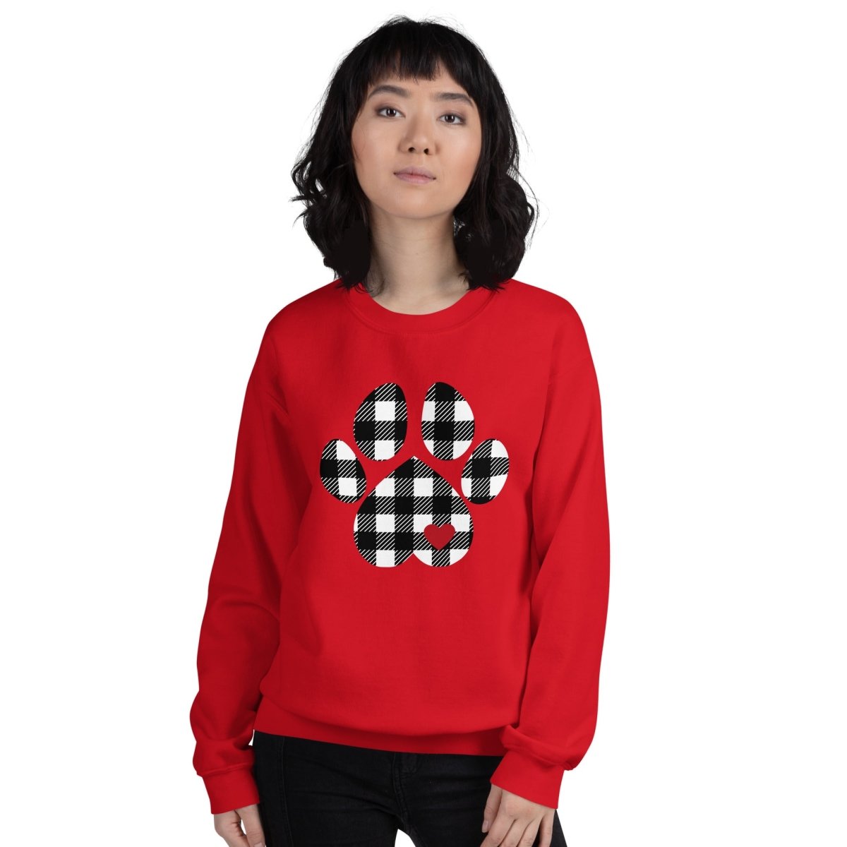 Black Plaid Dog Paw Sweatshirt