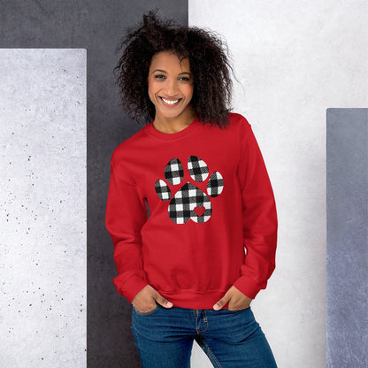 Black Plaid Dog Paw Sweatshirt