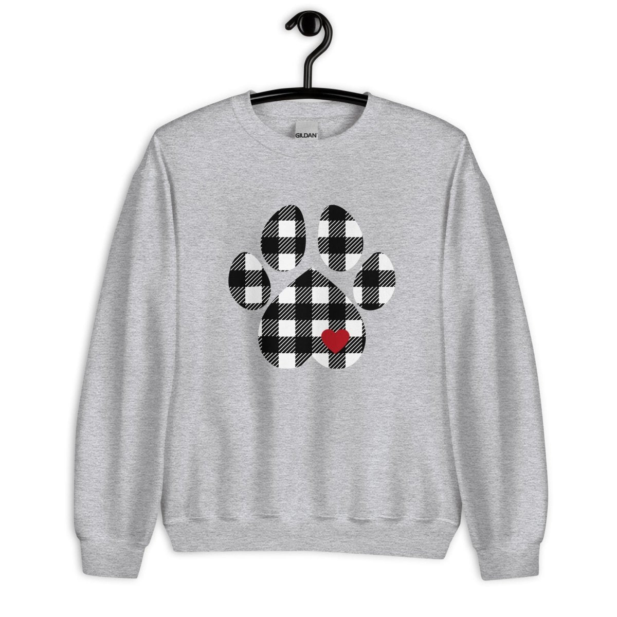 Black Plaid Dog Paw Sweatshirt