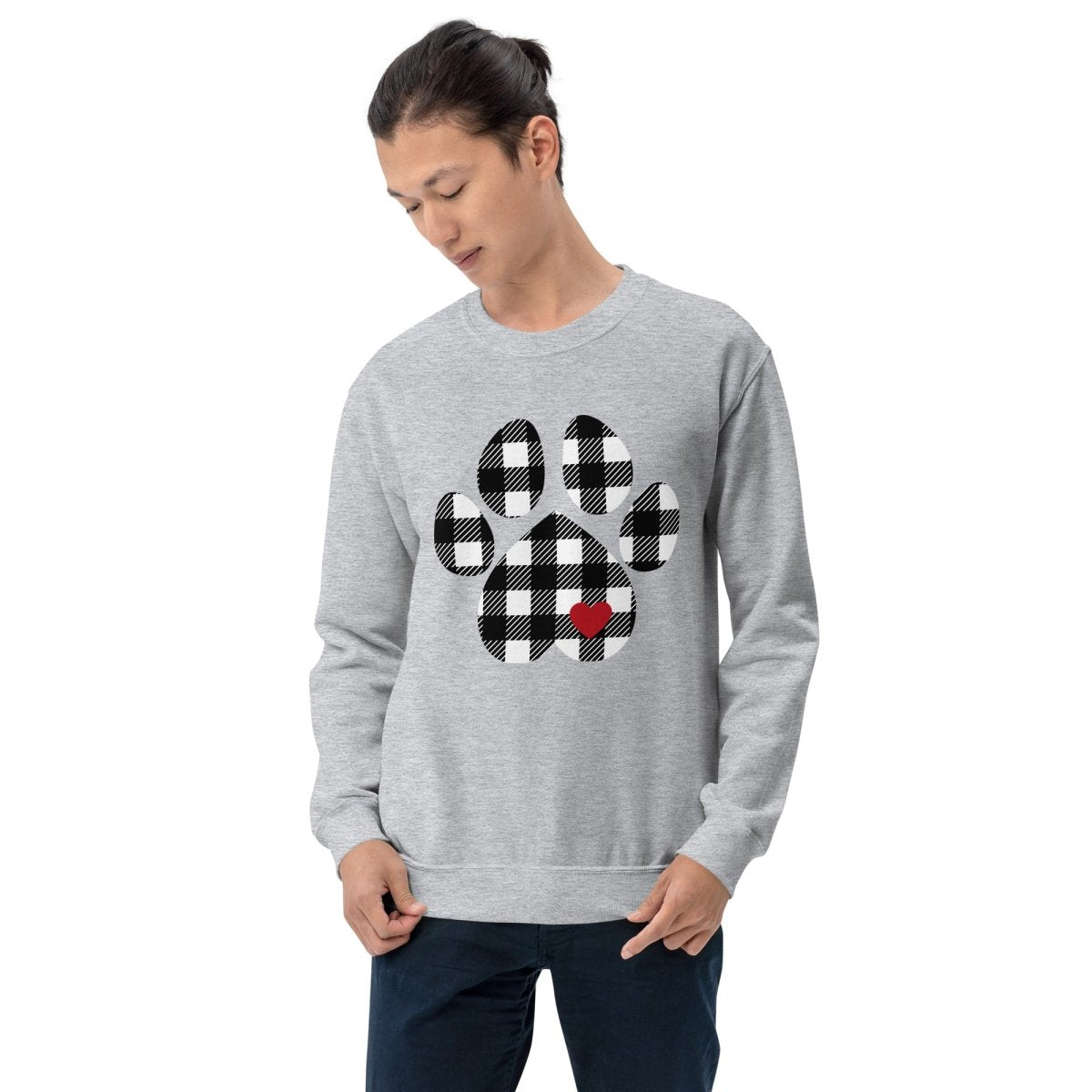 Black Plaid Dog Paw Sweatshirt