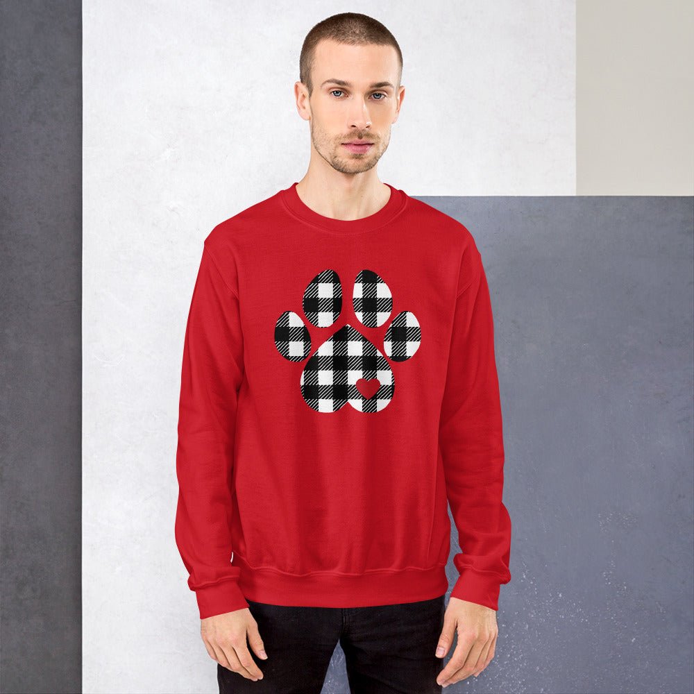 Black Plaid Dog Paw Sweatshirt