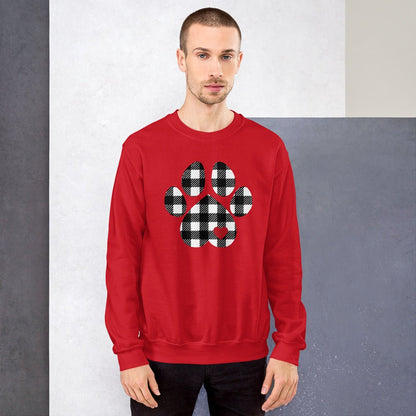 Black Plaid Dog Paw Sweatshirt