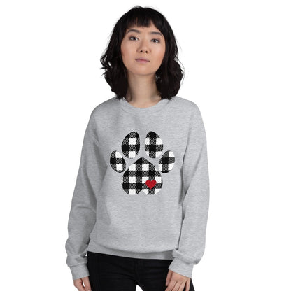 Black Plaid Dog Paw Sweatshirt