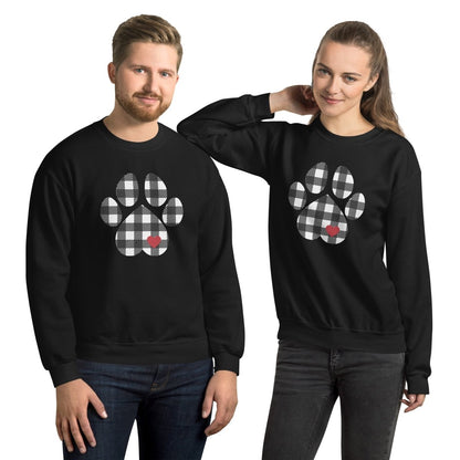 Black Plaid Dog Paw Sweatshirt