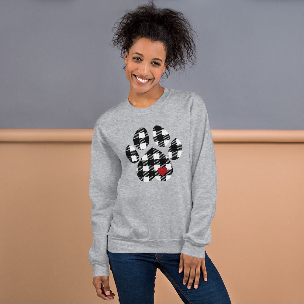 Black Plaid Dog Paw Sweatshirt