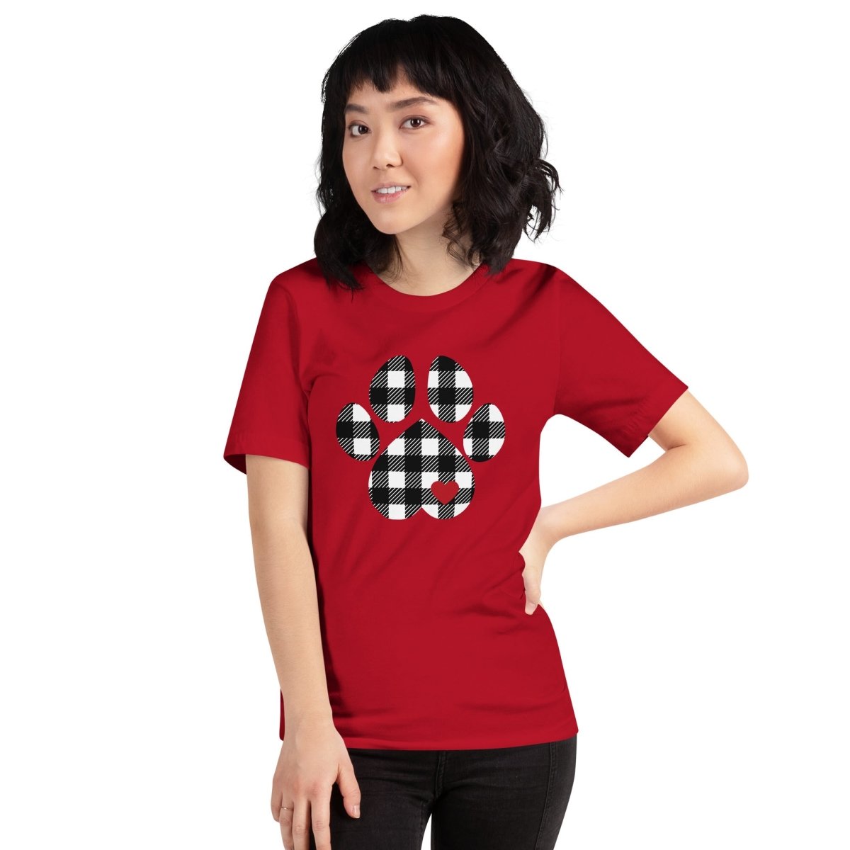 Black Plaid Dog Paw T-Shirt