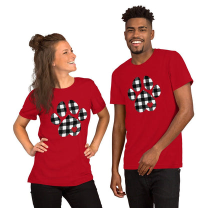 Black Plaid Dog Paw T-Shirt