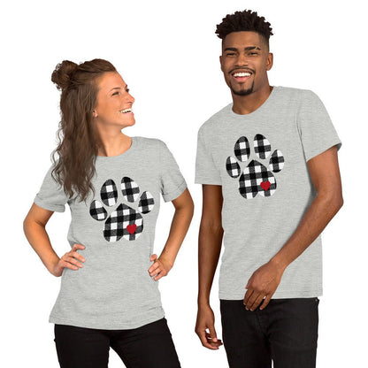 Black Plaid Dog Paw T-Shirt