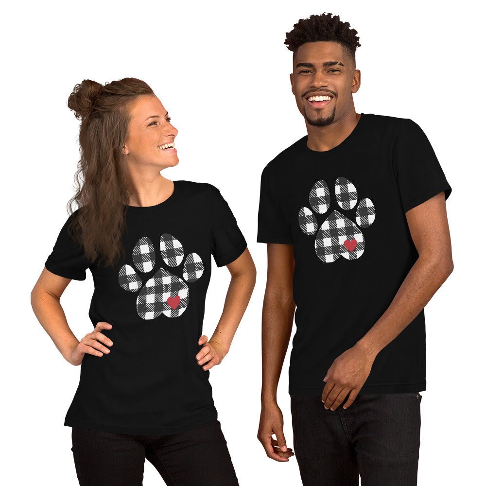 Black Plaid Dog Paw T-Shirt
