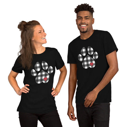 Black Plaid Dog Paw T-Shirt