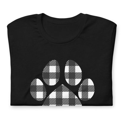 Black Plaid Dog Paw T-Shirt