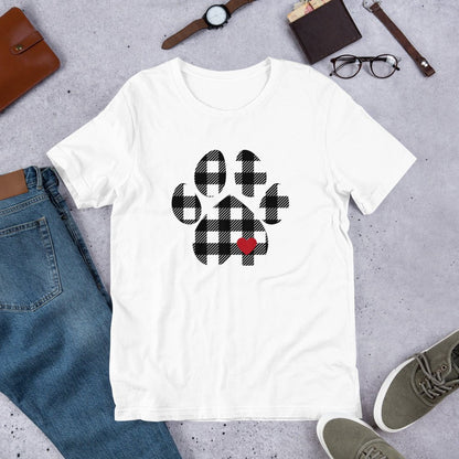 Black Plaid Dog Paw T-Shirt