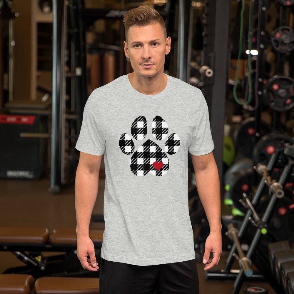 Black Plaid Dog Paw T-Shirt