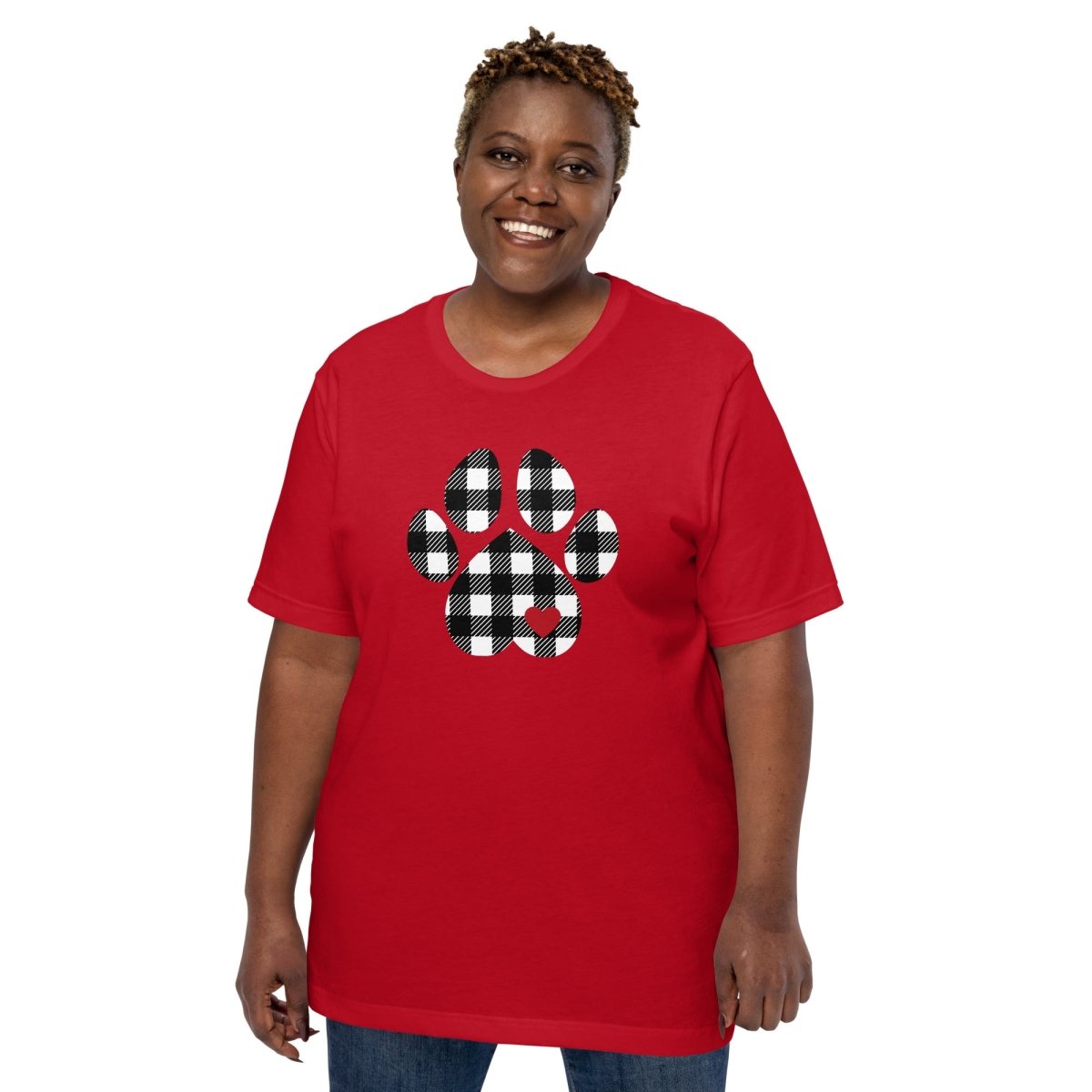 Black Plaid Dog Paw T-Shirt