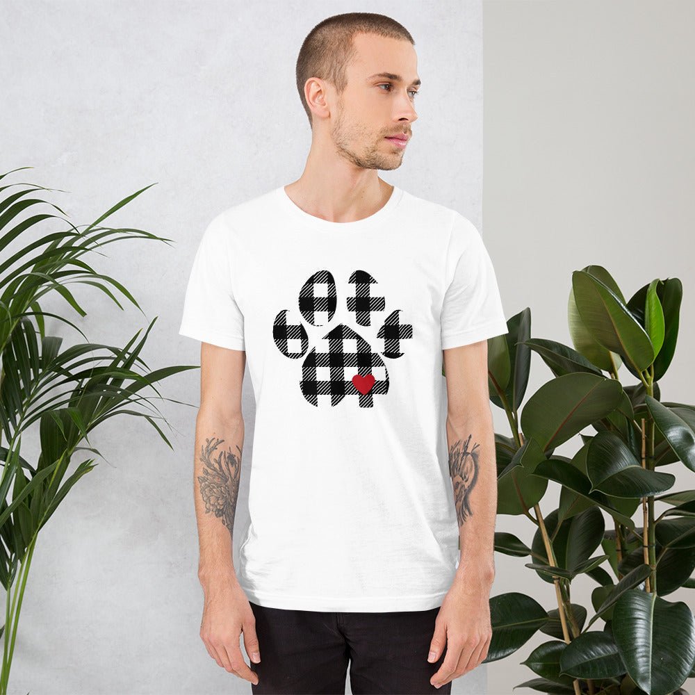 Black Plaid Dog Paw T-Shirt