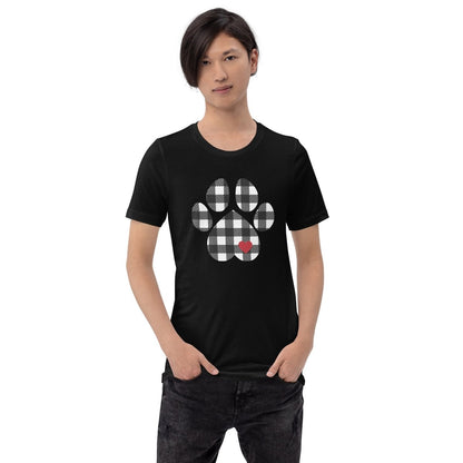 Black Plaid Dog Paw T-Shirt
