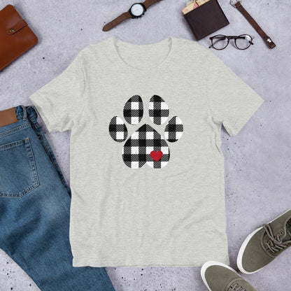 Black Plaid Dog Paw T-Shirt