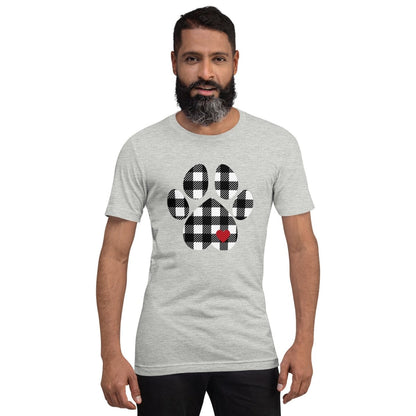 Black Plaid Dog Paw T-Shirt