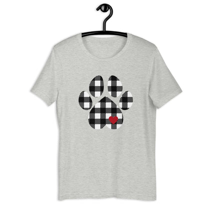 Black Plaid Dog Paw T-Shirt