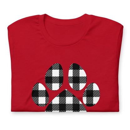 Black Plaid Dog Paw T-Shirt