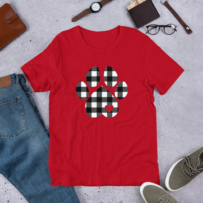 Black Plaid Dog Paw T-Shirt