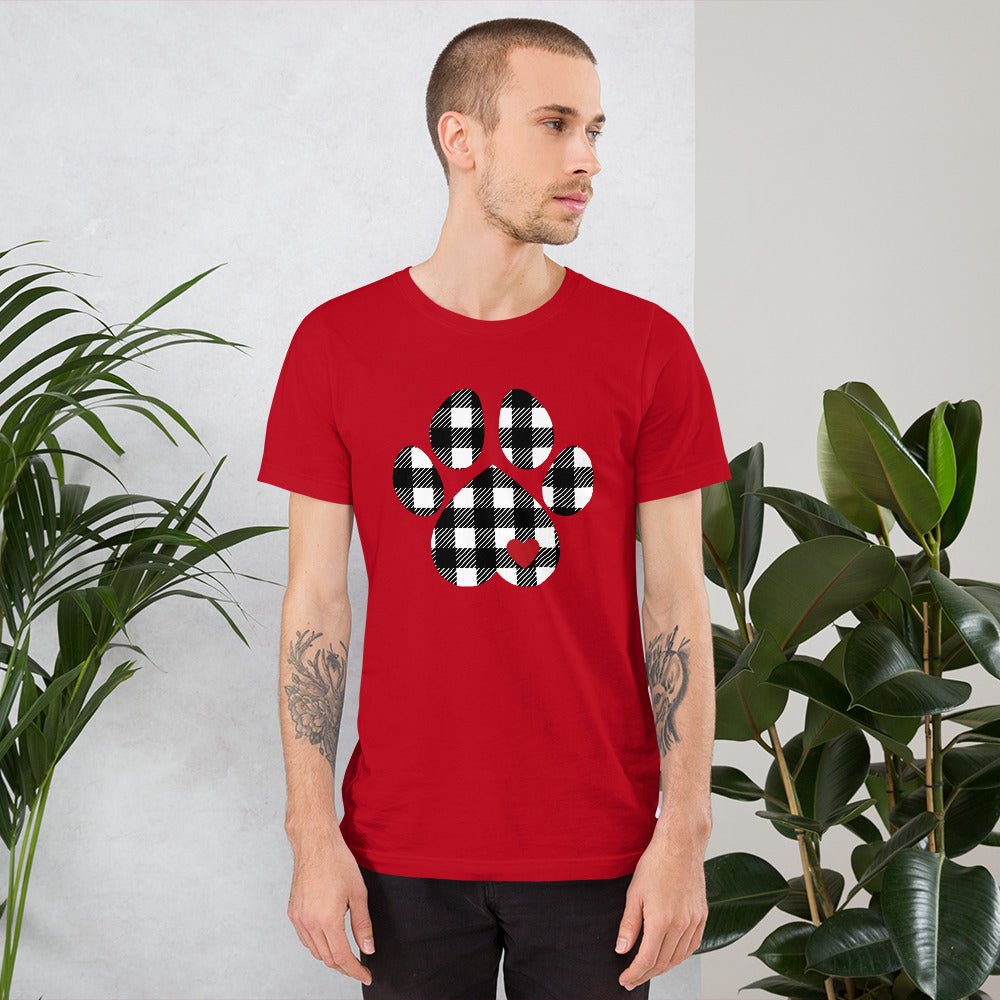 Black Plaid Dog Paw T-Shirt