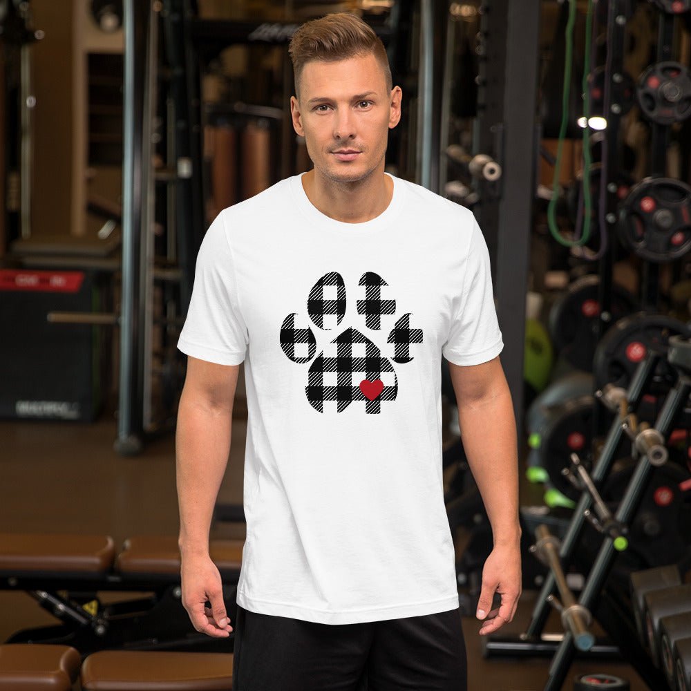 Black Plaid Dog Paw T-Shirt