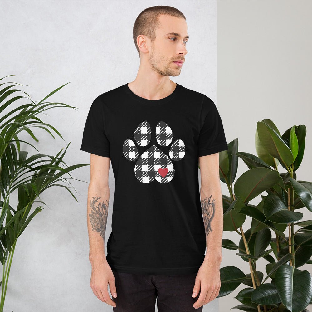 Black Plaid Dog Paw T-Shirt