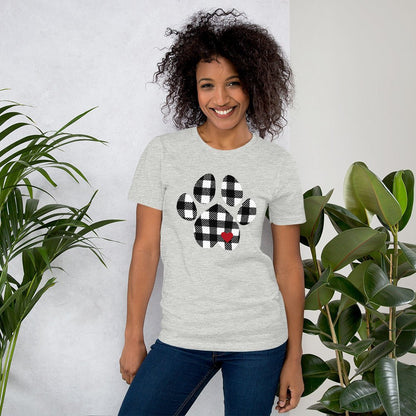Black Plaid Dog Paw T-Shirt