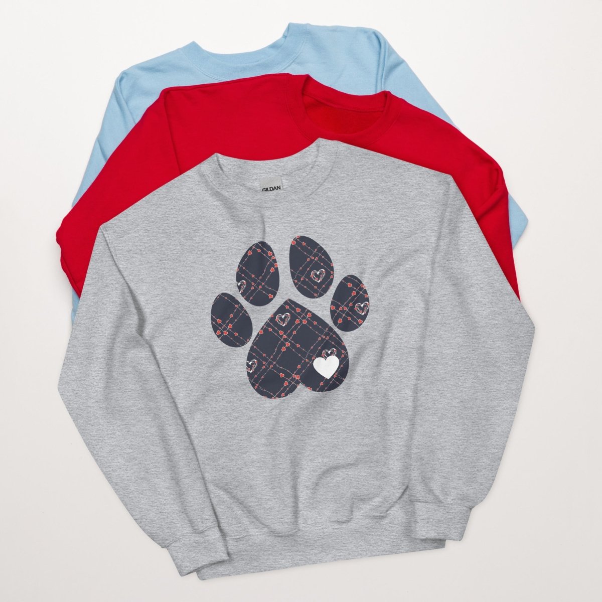 Blue Hearts Dog Paw Sweatshirt