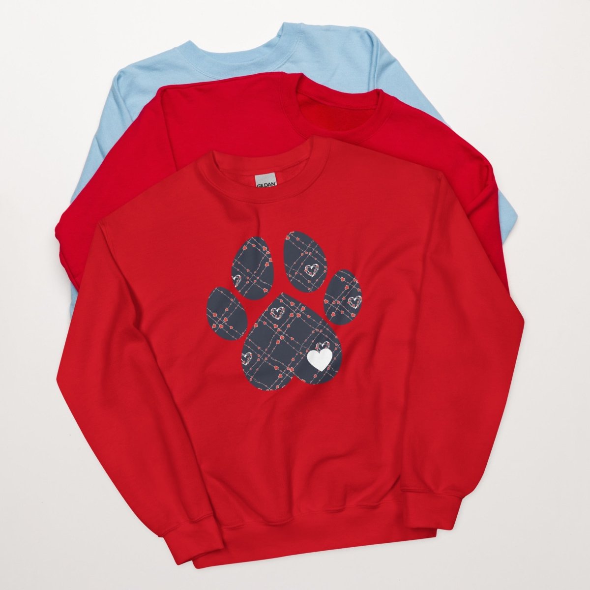 Blue Hearts Dog Paw Sweatshirt