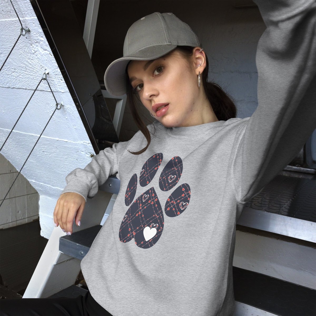 Blue Hearts Dog Paw Sweatshirt