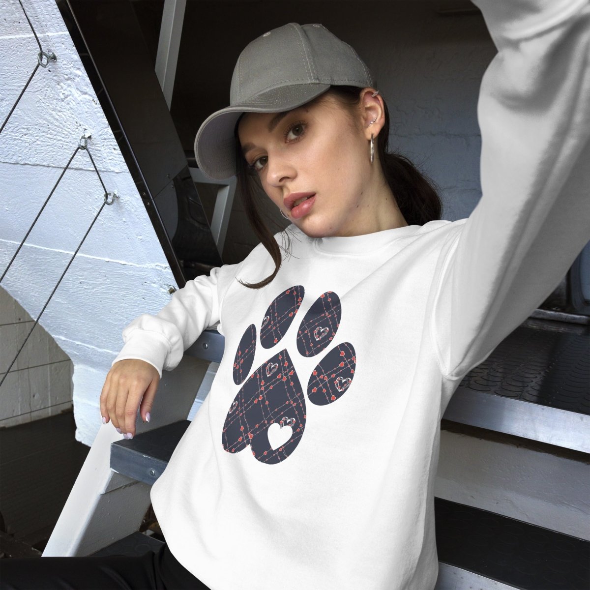 Blue Hearts Dog Paw Sweatshirt