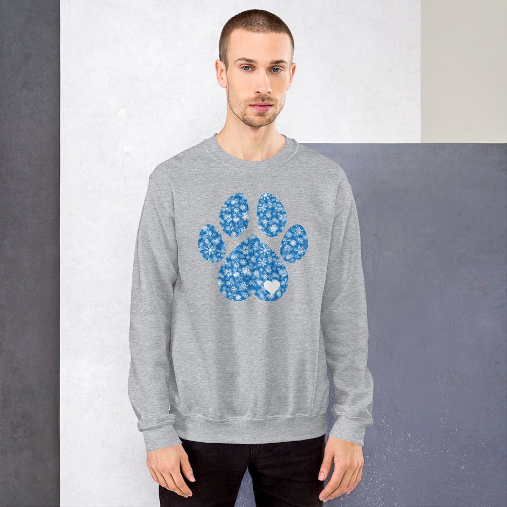 Blue Snowflake Dog Paw Sweatshirt
