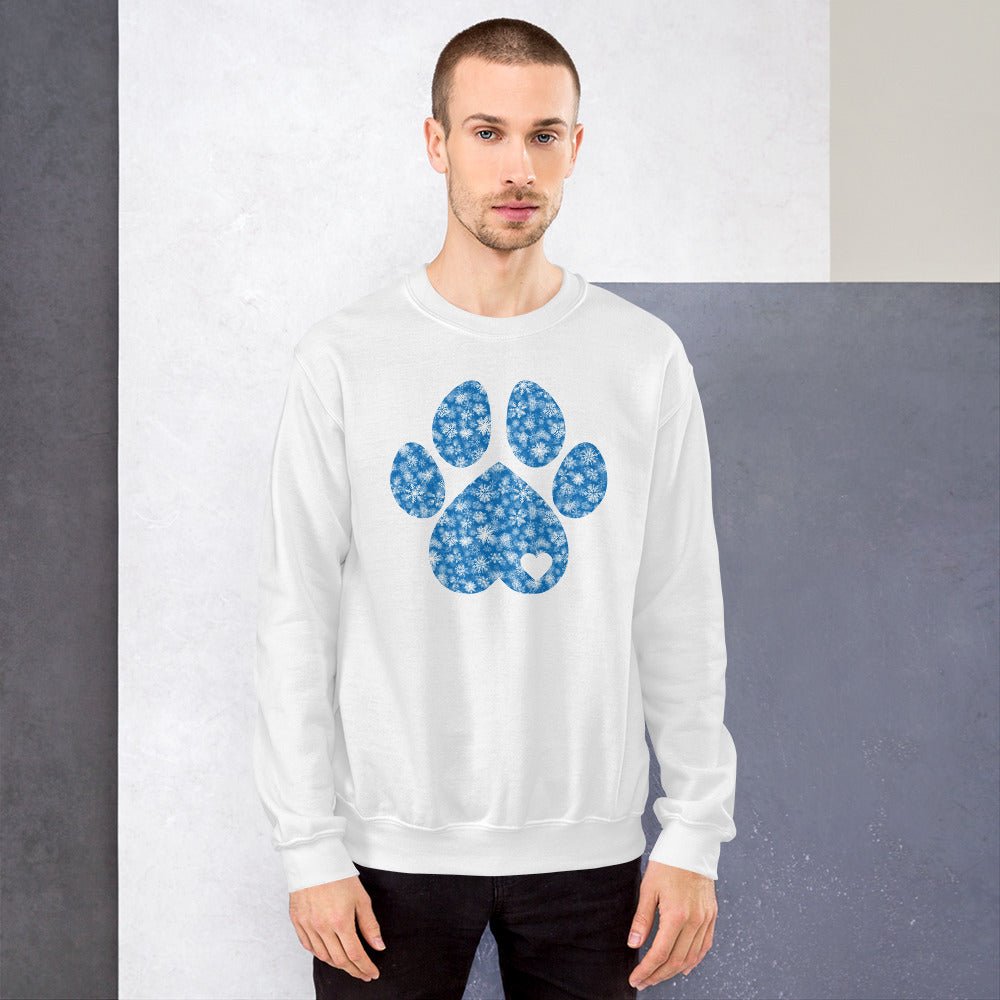 Blue Snowflake Dog Paw Sweatshirt
