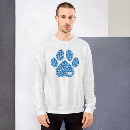 Blue Snowflake Dog Paw Sweatshirt
