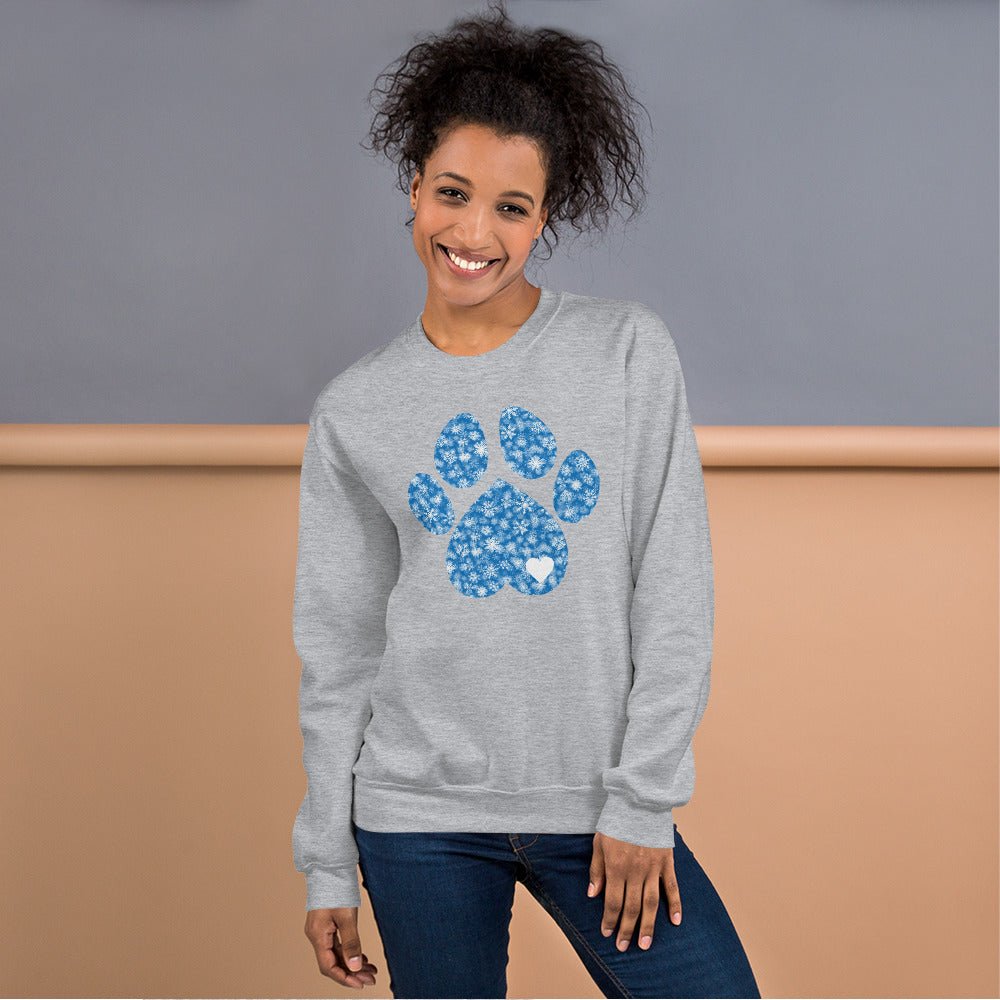 Blue Snowflake Dog Paw Sweatshirt