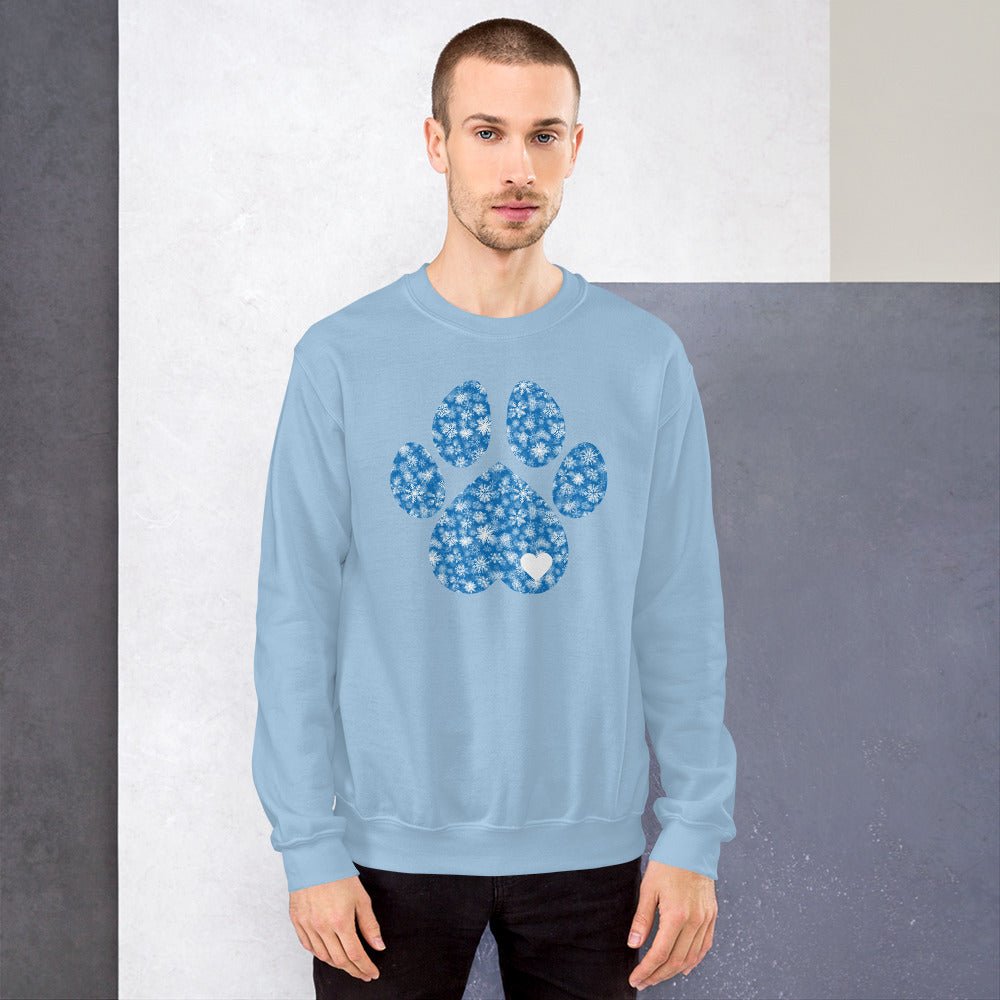 Blue Snowflake Dog Paw Sweatshirt