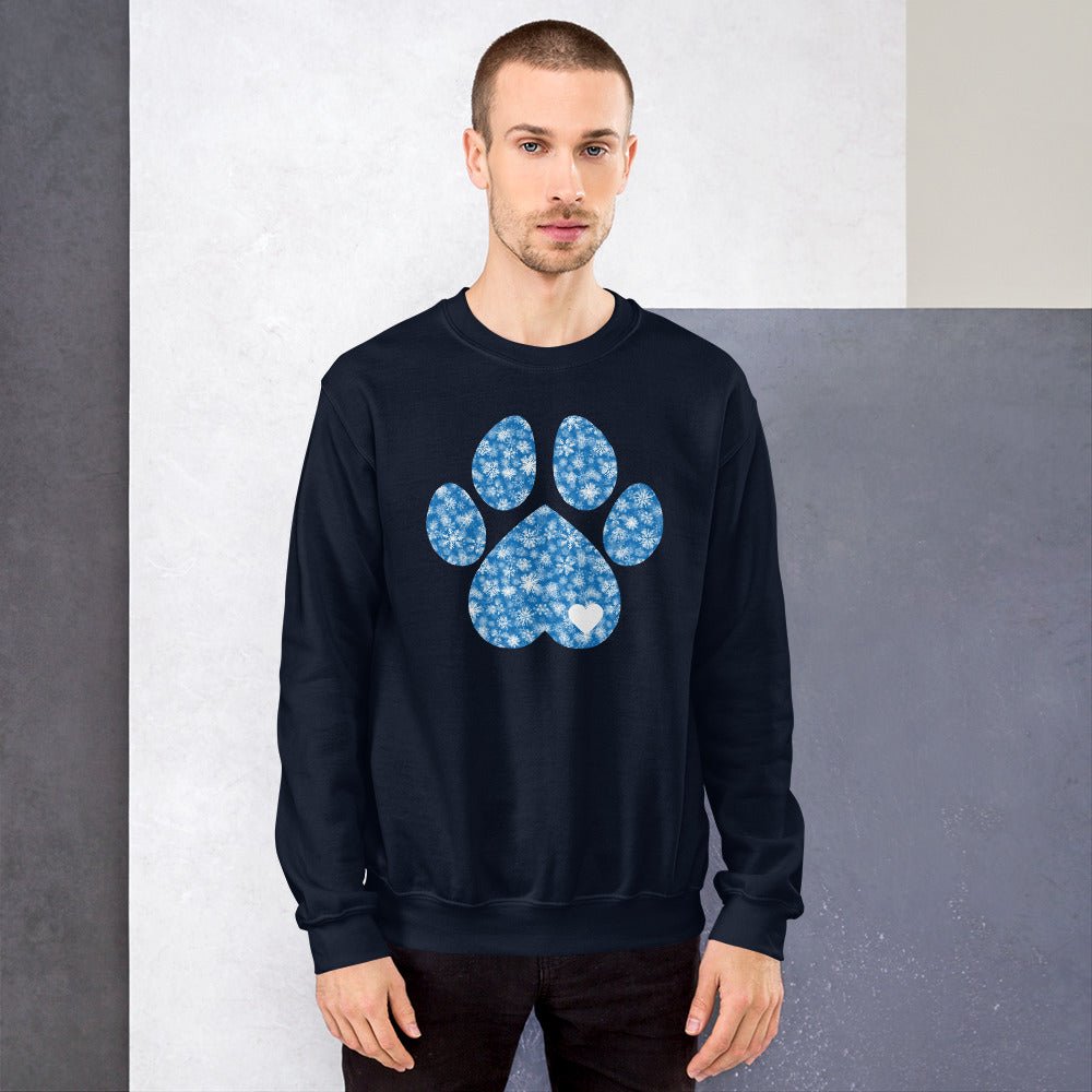 Blue Snowflake Dog Paw Sweatshirt
